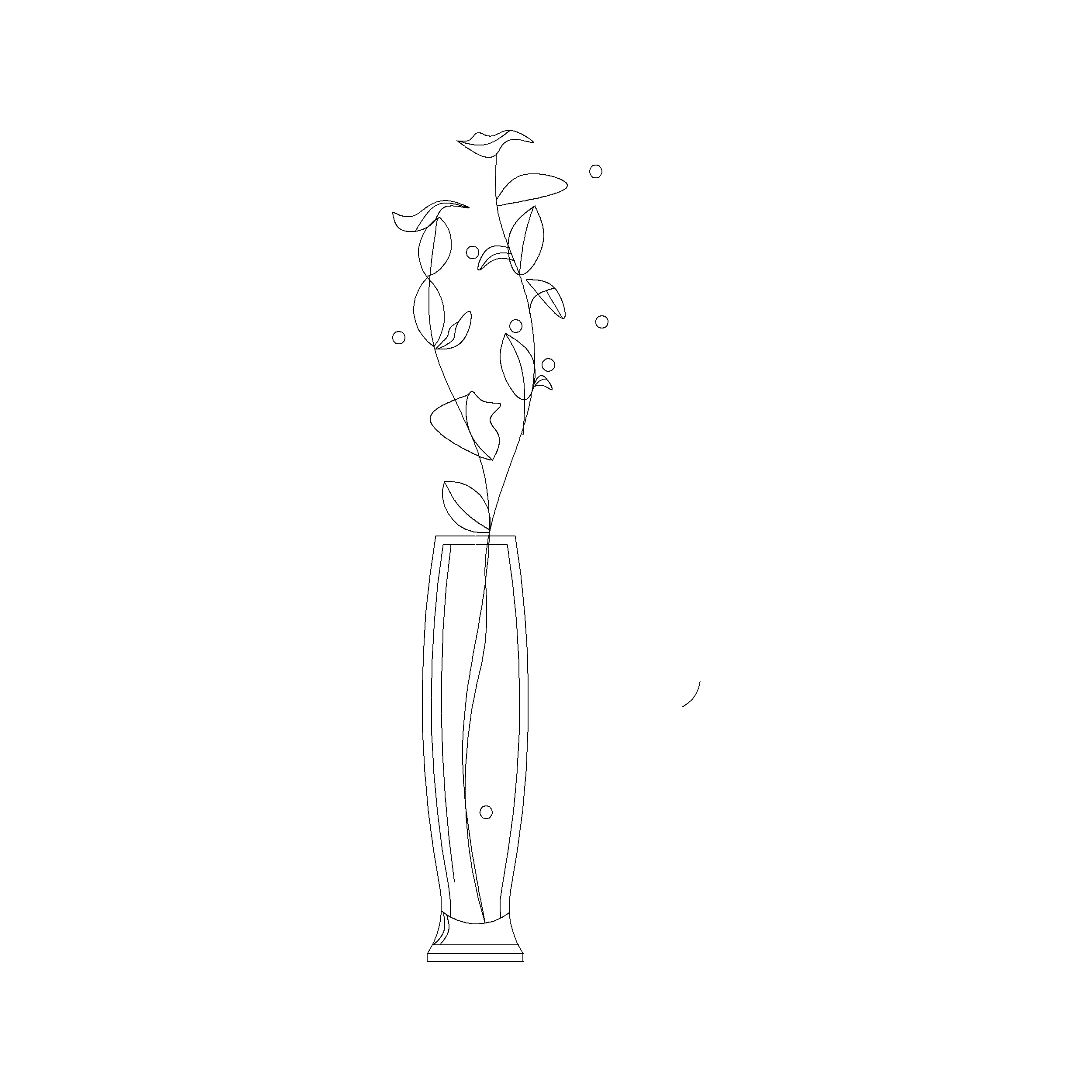 Vase long: 2D Elevation View - Cadblockdwg